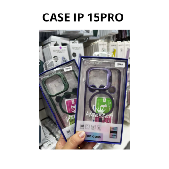 CASE IPHONE COM SUPORTE+LENTE DE CÂMERA 15 PRO 