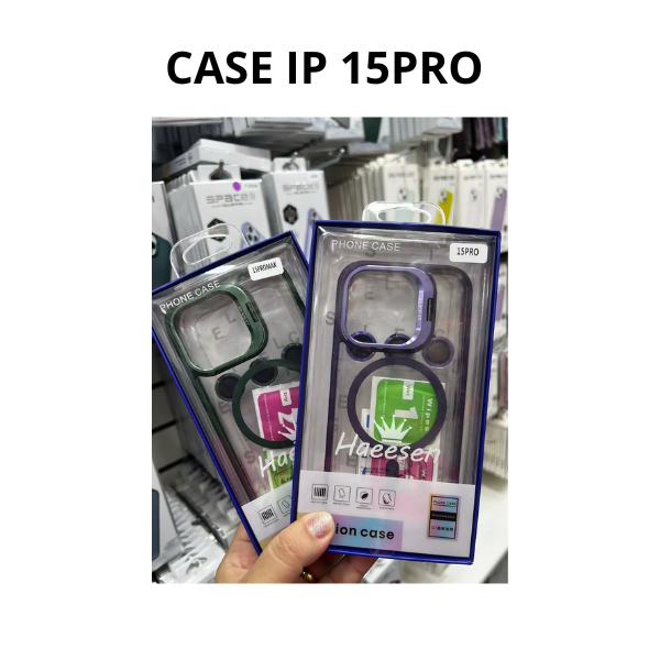 CASE IPHONE COM SUPORTE+LENTE DE CÂMERA 15 PRO 