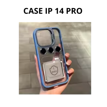 CASE IPHONE COM SUPORTE+LENTE DE CÂMERA 14 PRO