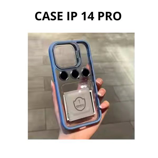CASE IPHONE COM SUPORTE+LENTE DE CÂMERA 14 PRO