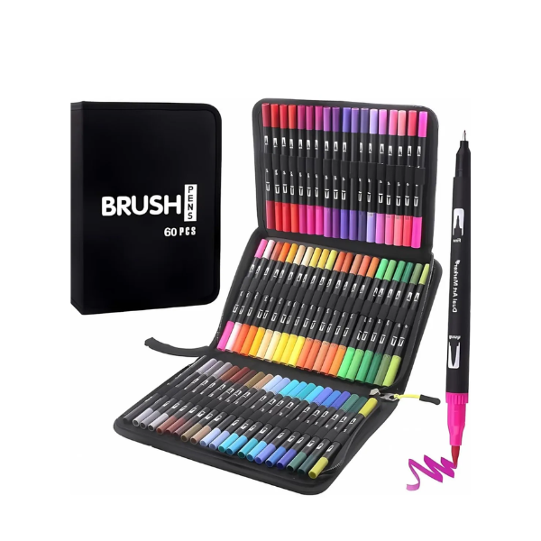 Caneta Permanente C/60 Cores Ponta Dupla Bobbie Goods