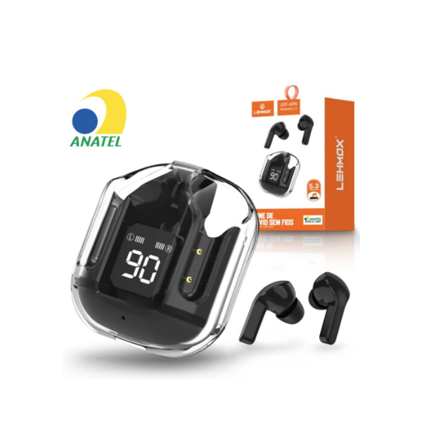 Fone de Ouvido Bluetooth 5.3 TWS sem Fio LEHMOX - LEF-AP6 Preto+Branco 