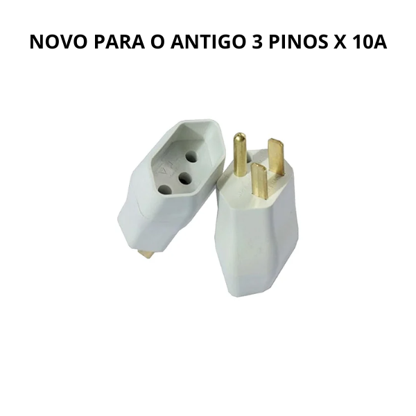 PLUG ADAPTADOR PADRAO NOVO PARA O ANTIGO 3 PINOS X 10A