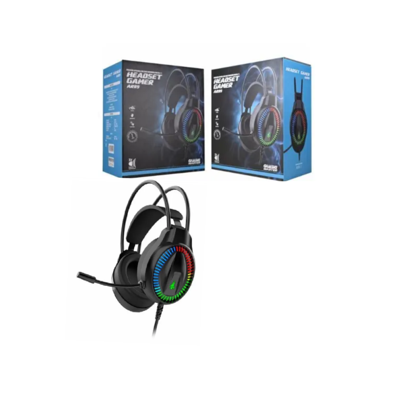  Fone Headset Gamer - Surround 7.1 Usb - AR89 C/led Rgb Preto K-mex