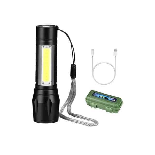 Lanterna Tática Midfour Lanterna Pequena Profissional Preto Com LED USB Recarregável