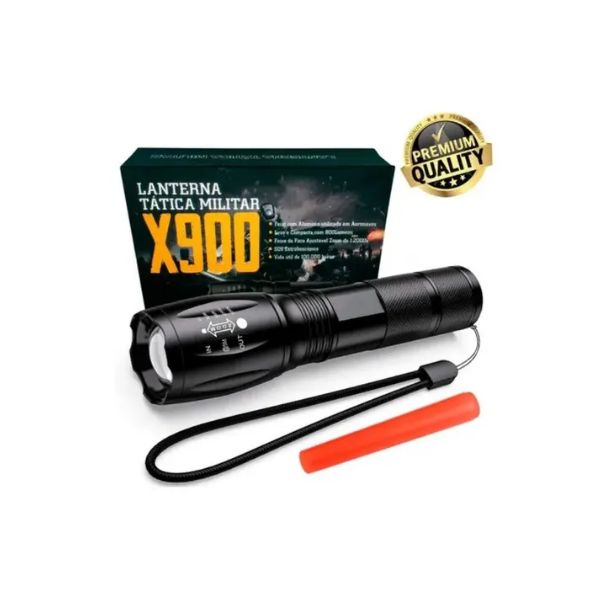 Lanterna Recarregavel X900 Led Tatica Militar Profissional Cor Da Luz Led Cor Da Lanterna Preto